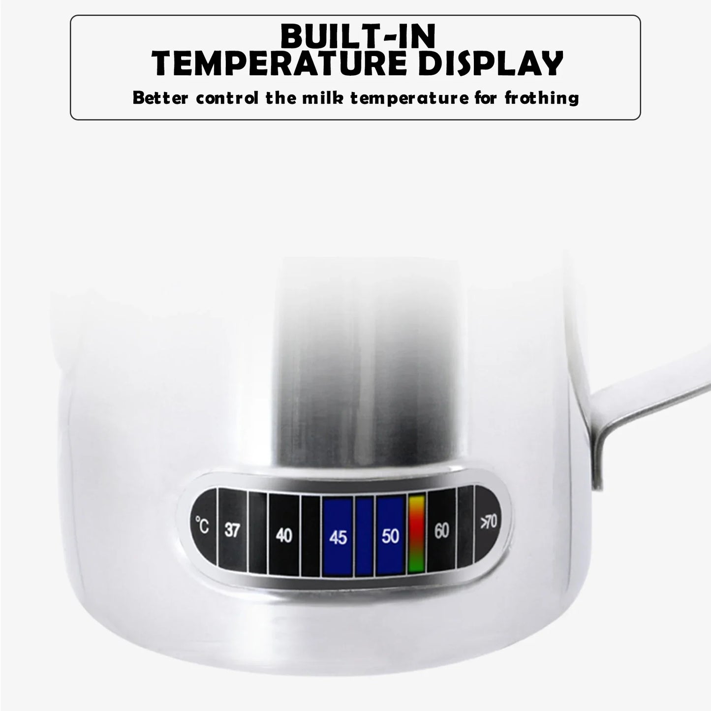 Latte Art Milk Jug – Stainless Steel with Temp Display