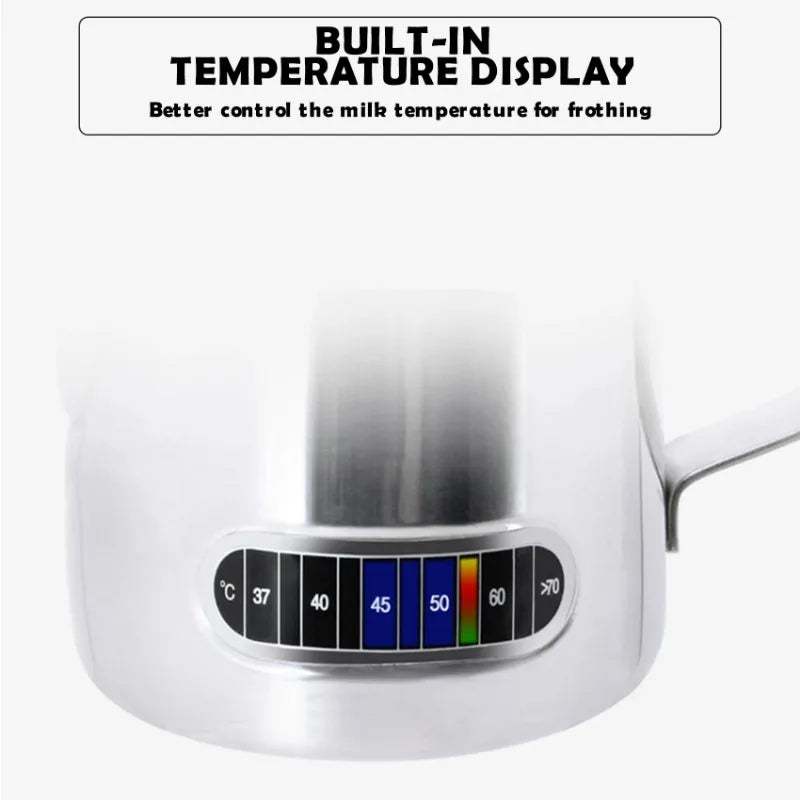 Latte Art Milk Jug – Stainless Steel with Temp Display