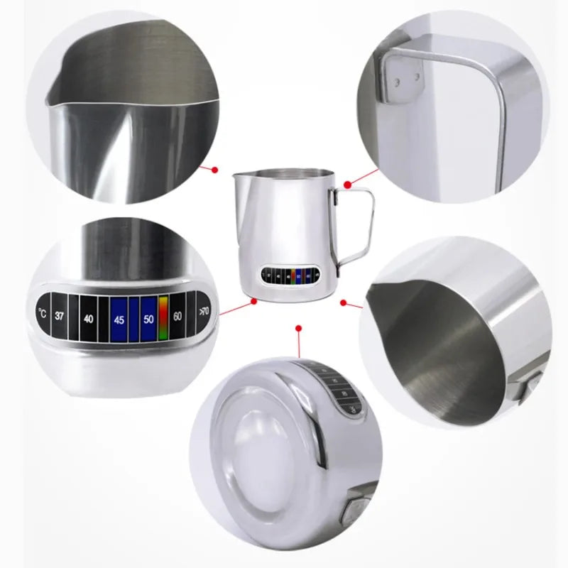 Latte Art Milk Jug – Stainless Steel with Temp Display