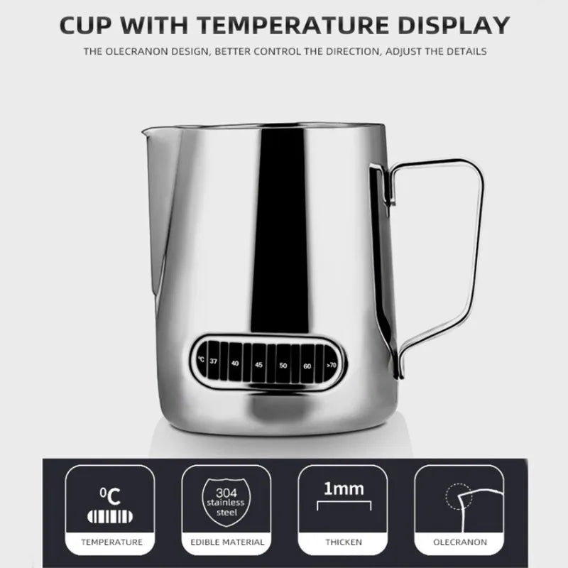 Latte Art Milk Jug – Stainless Steel with Temp Display