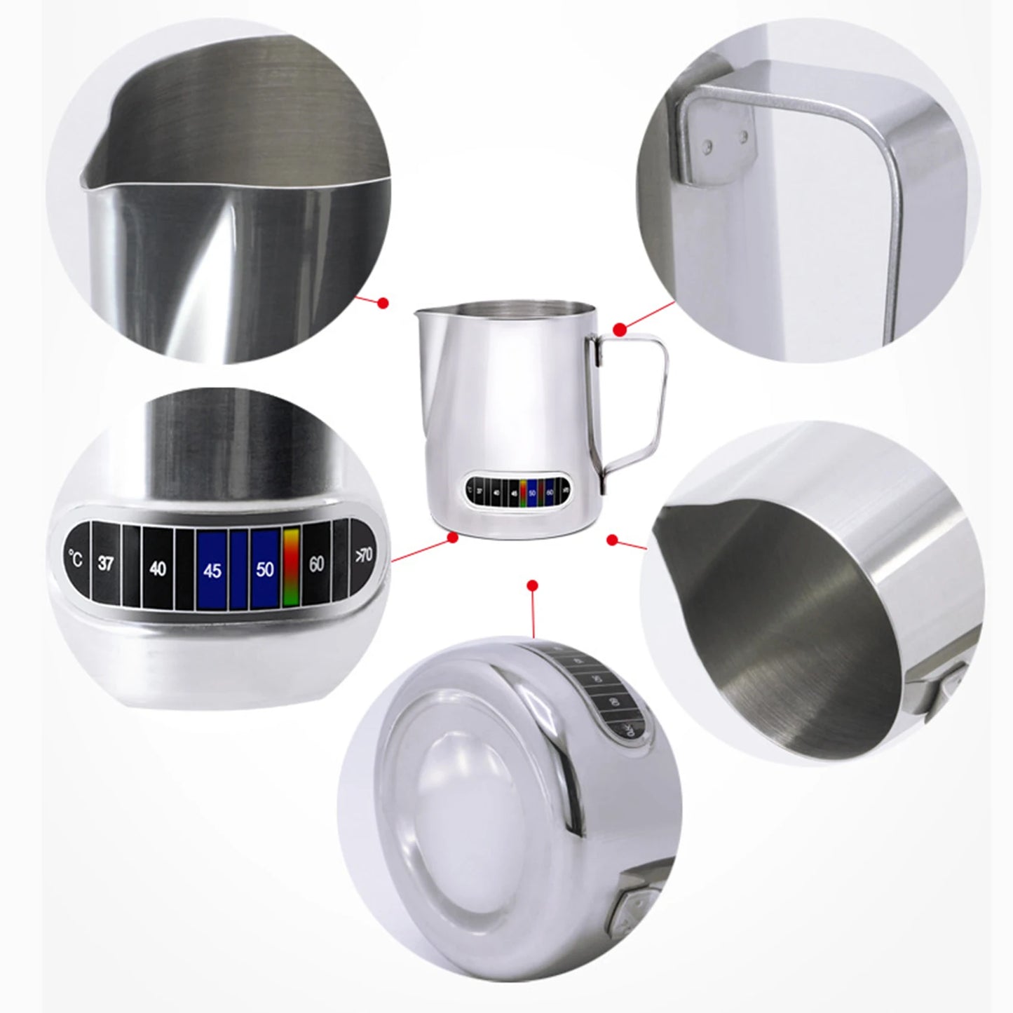 Latte Art Milk Jug – Stainless Steel with Temp Display