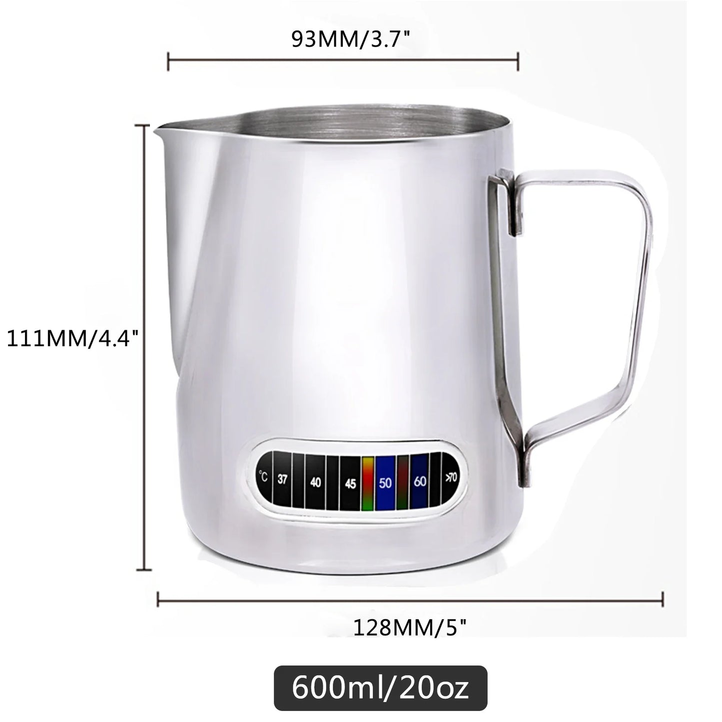 Latte Art Milk Jug – Stainless Steel with Temp Display
