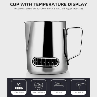 Latte Art Milk Jug – Stainless Steel with Temp Display