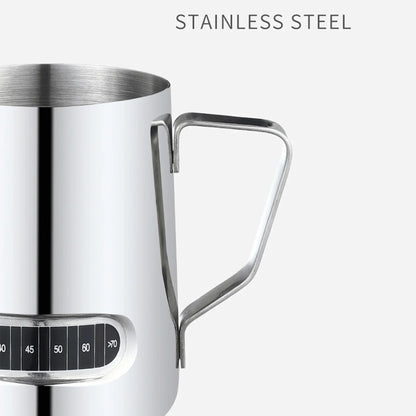 Latte Art Milk Jug – Stainless Steel with Temp Display