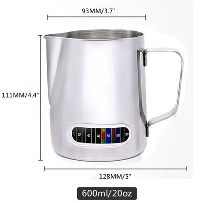 Latte Art Milk Jug – Stainless Steel with Temp Display